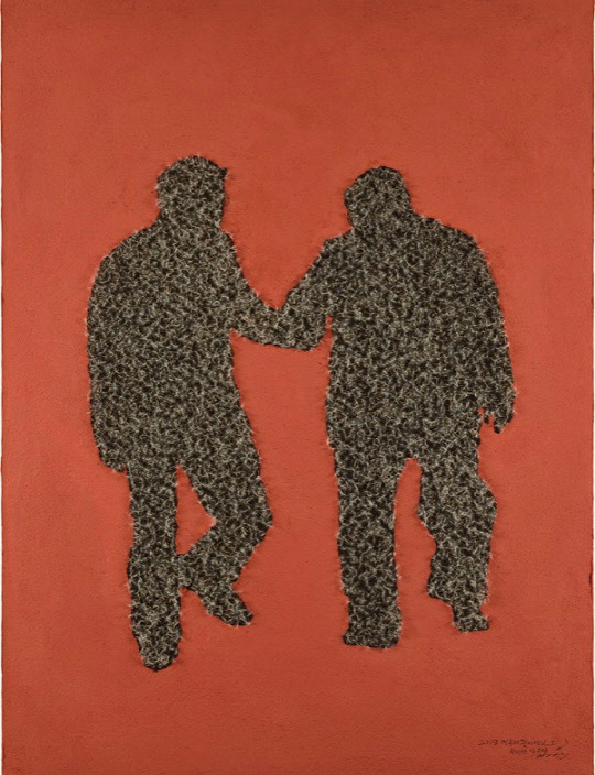 임옥상, 민들레 꽃씨, 당신 I, Dandelion Seeds You I, 84x112cm, Mixed media on canvas, 2018